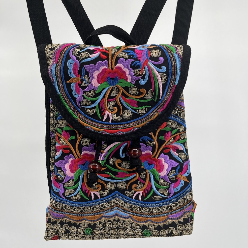Goodhan‎ Vintage Embroidered Small Backpack Ethnic Travel Handbag Shoulder Bag